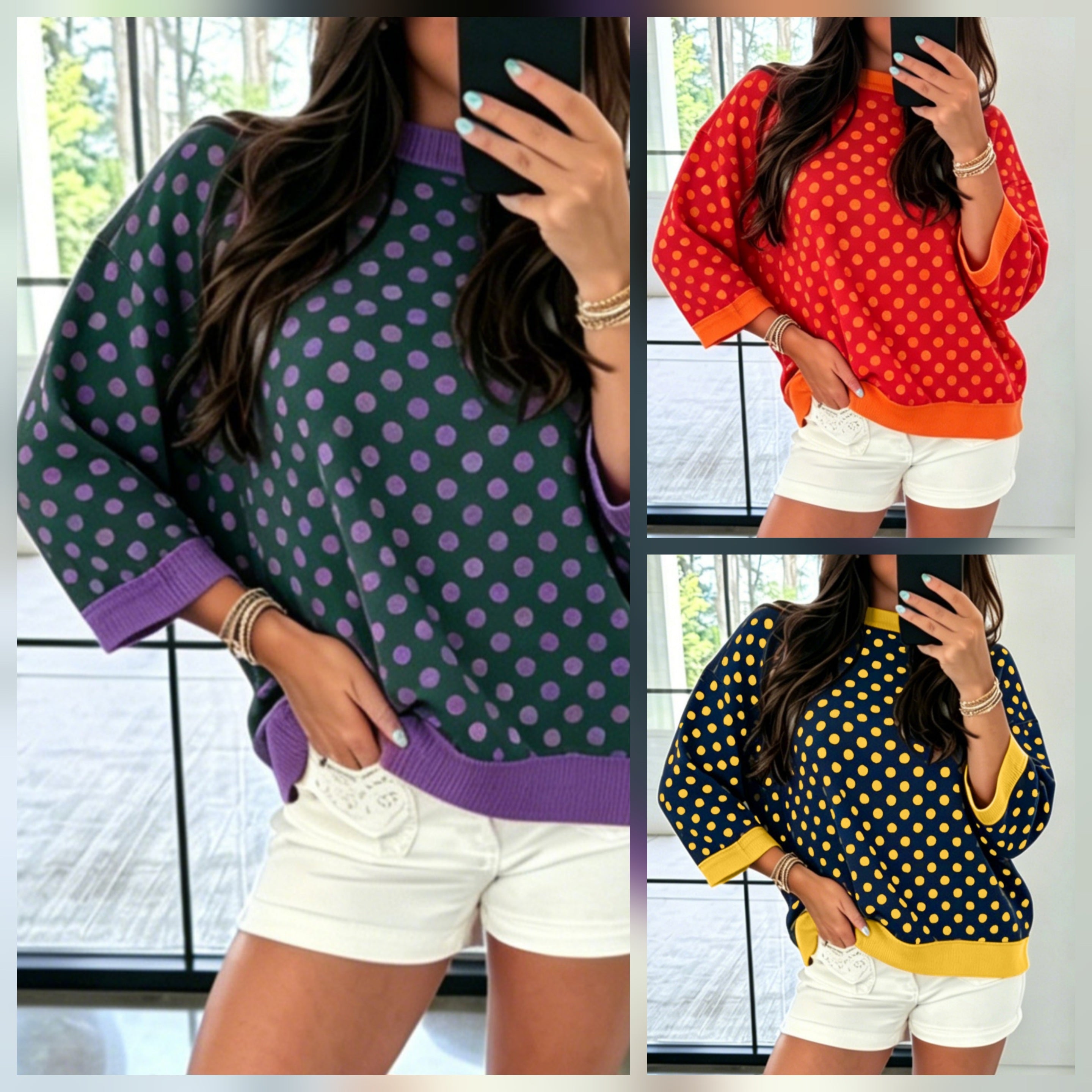 Bracelet Sleeve Polka Dot Top *PREORDER*