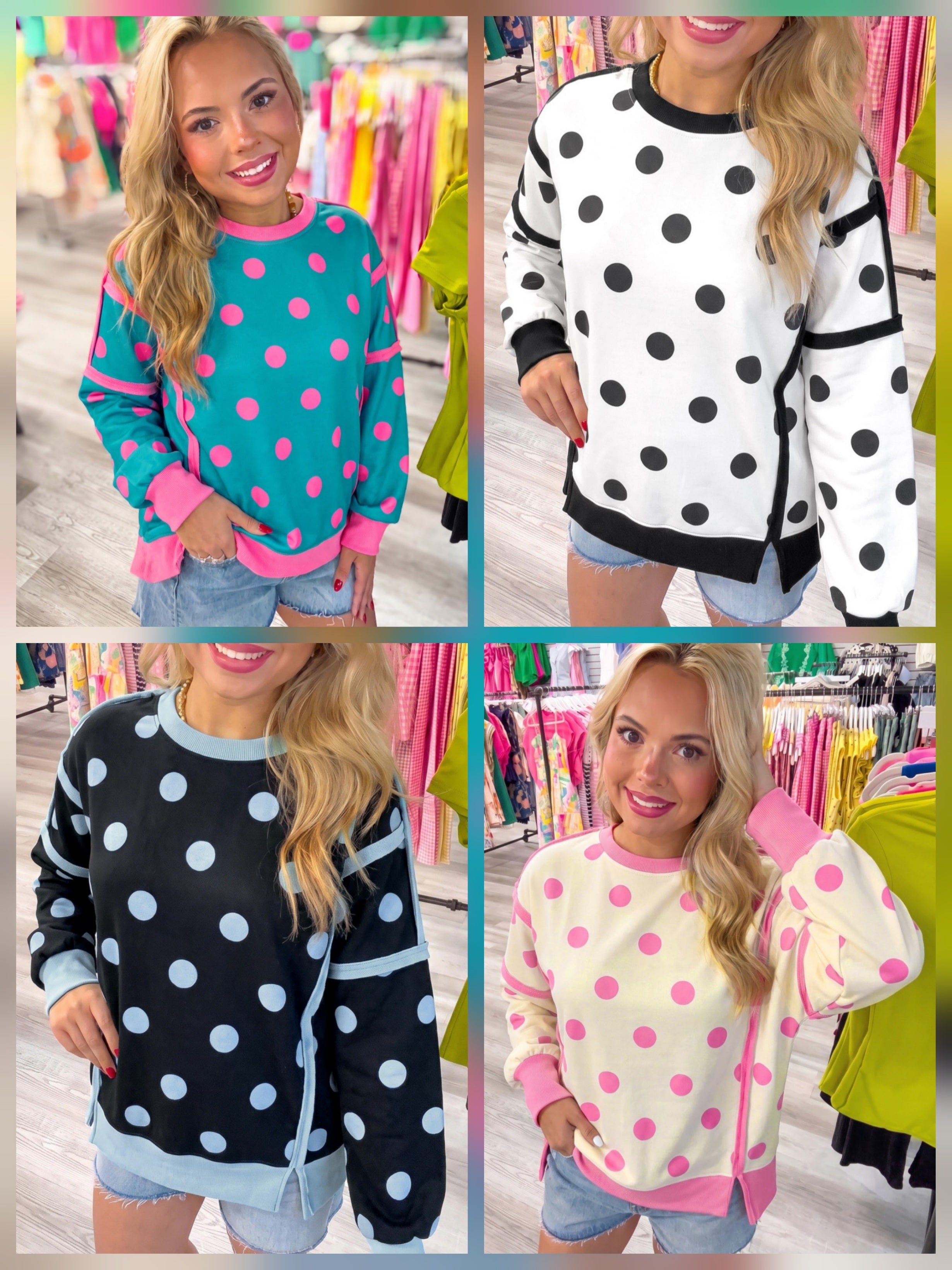 Polka Dot Performance Pullover Exposed Seam *PREORDER*