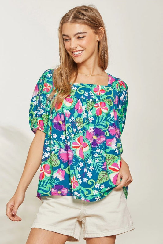 Hibiscus Holiday Floral Blouse