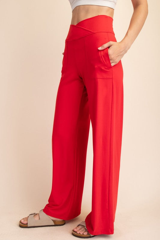 Crosswaist Buttery Soft Pants Red