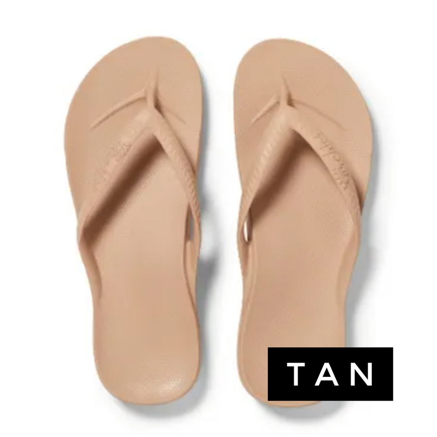 Archies Arch Support Flip Flops IN STOCK- Tan