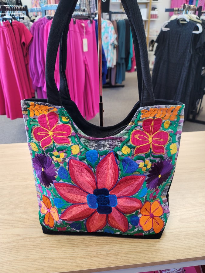 Embroidered Festive Flower Shoulder Bag