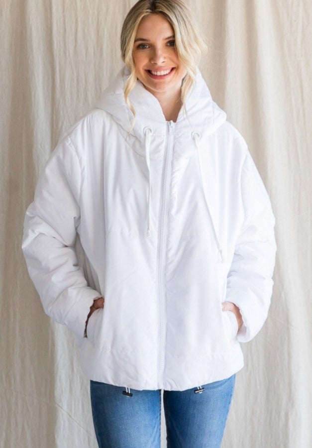 Jodifl Hooded Puffer Coat White