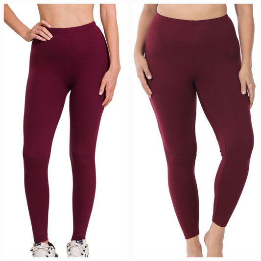 Buttery Soft Full Length Leggings Burgundy