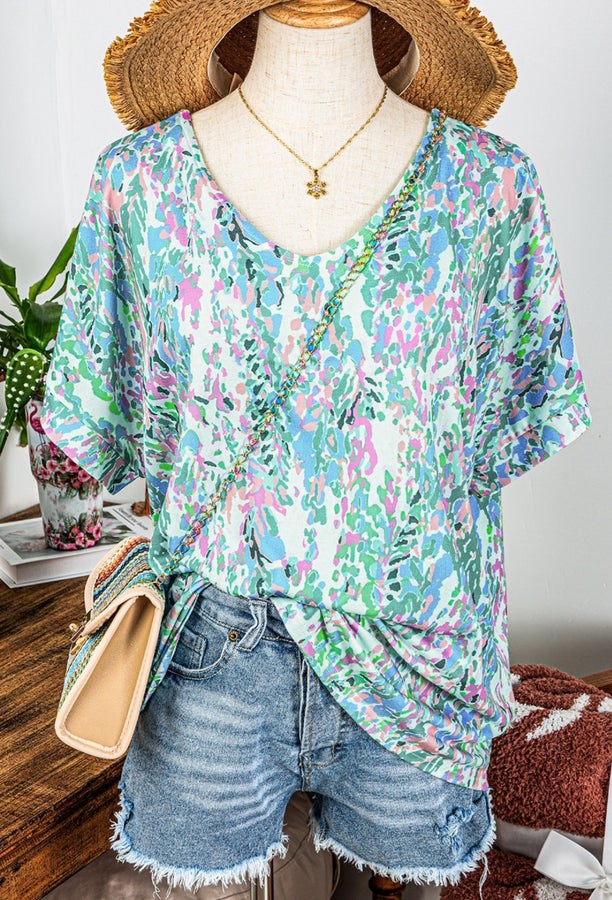 Watercolor V-Neck Loose Top