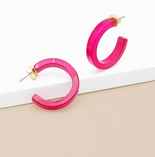 Zenzii Fun Colors Hoop Earrings-Hot Pink