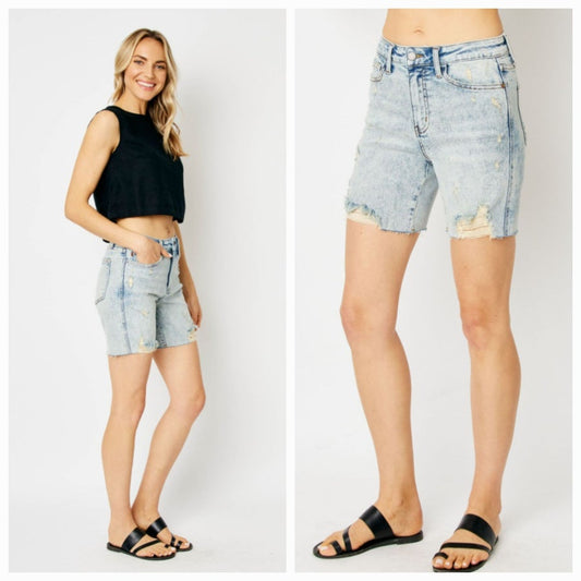 Judy Blue Mineral Washed Distressed Shorts