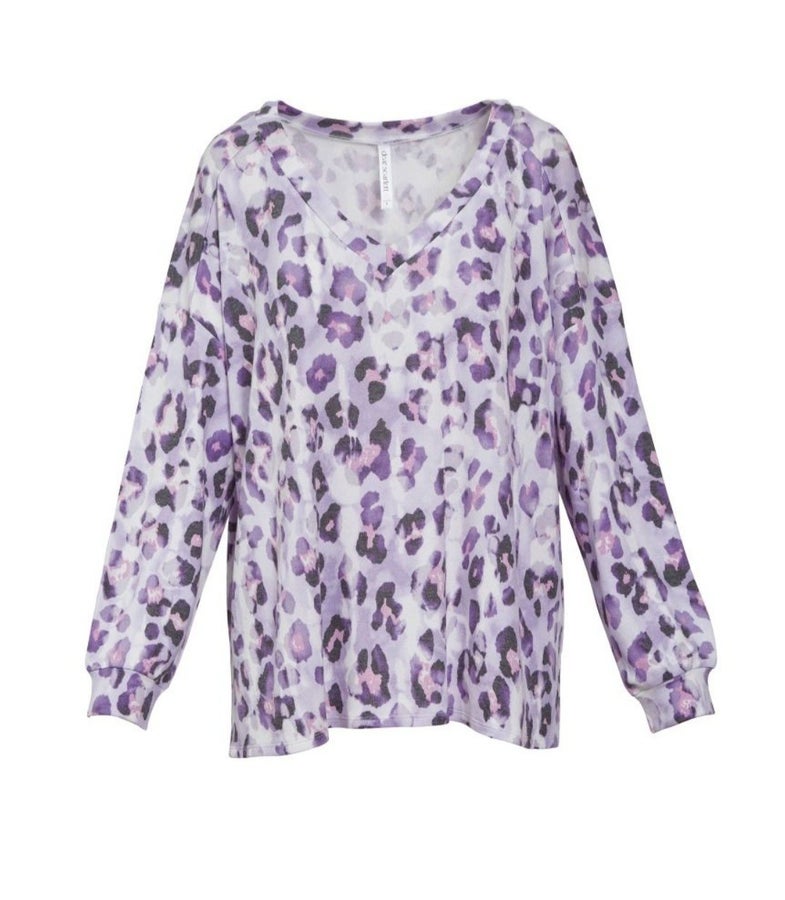 Weekender FT V-Neck Purple Leopard Tunic