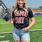 Checkered Metallic Puff Game Day Tee