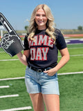 Checkered Metallic Puff Game Day Tee