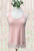 Origami Lace Bottom Tank Pink