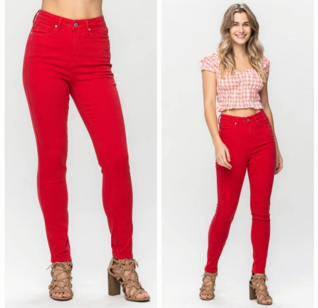 Judy Blue Tummy Control Red Skinny (Chiefs)