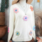 Crochet Flower Cream Pullover Sweater