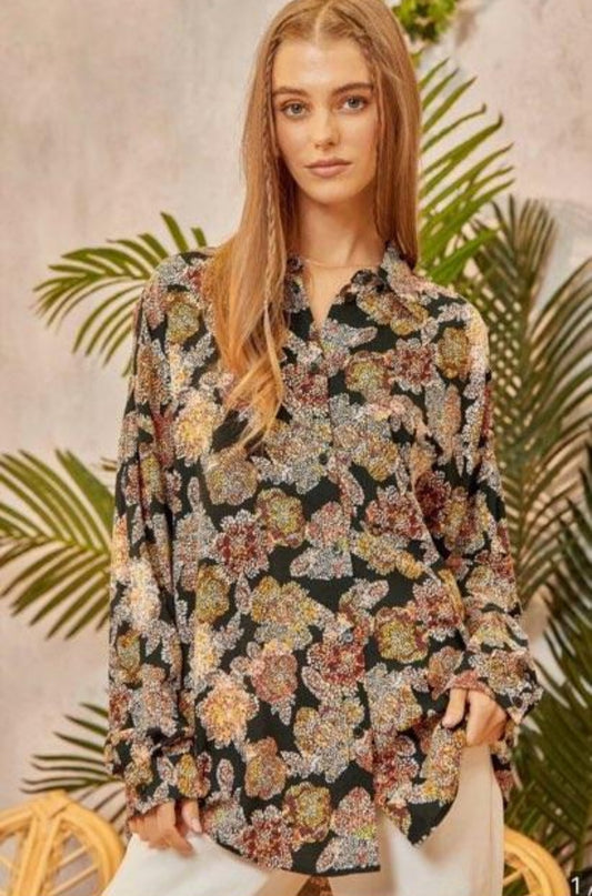 Sierra Button Up Spice Mosaic