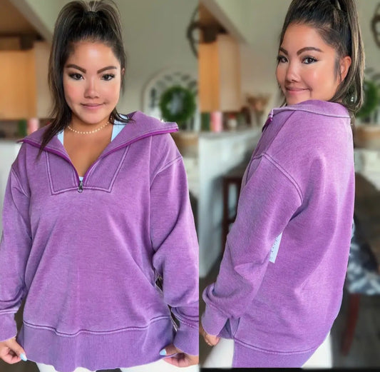 Purple Isabella Half Zip Pullover