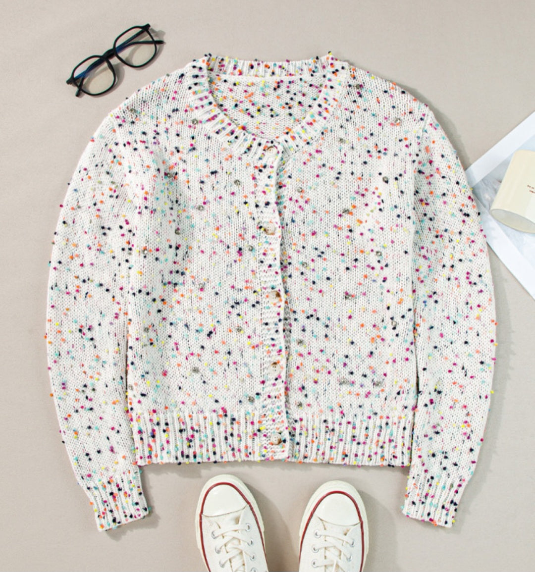 Confetti Dot Cardigan Ivory