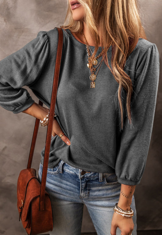Puff Sleeve Top Grey