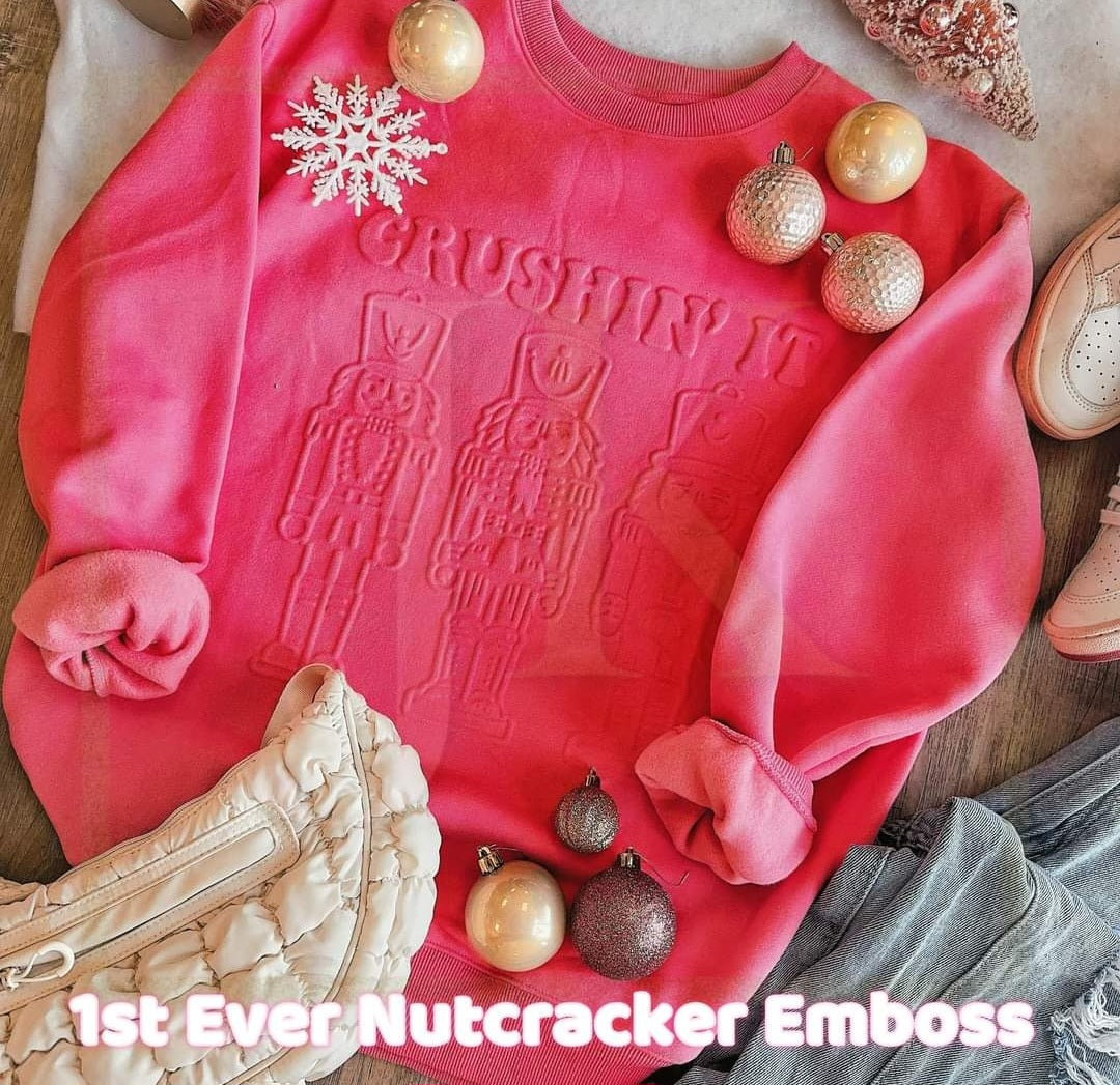 Crushin It Nutcracker Embossed Pullover