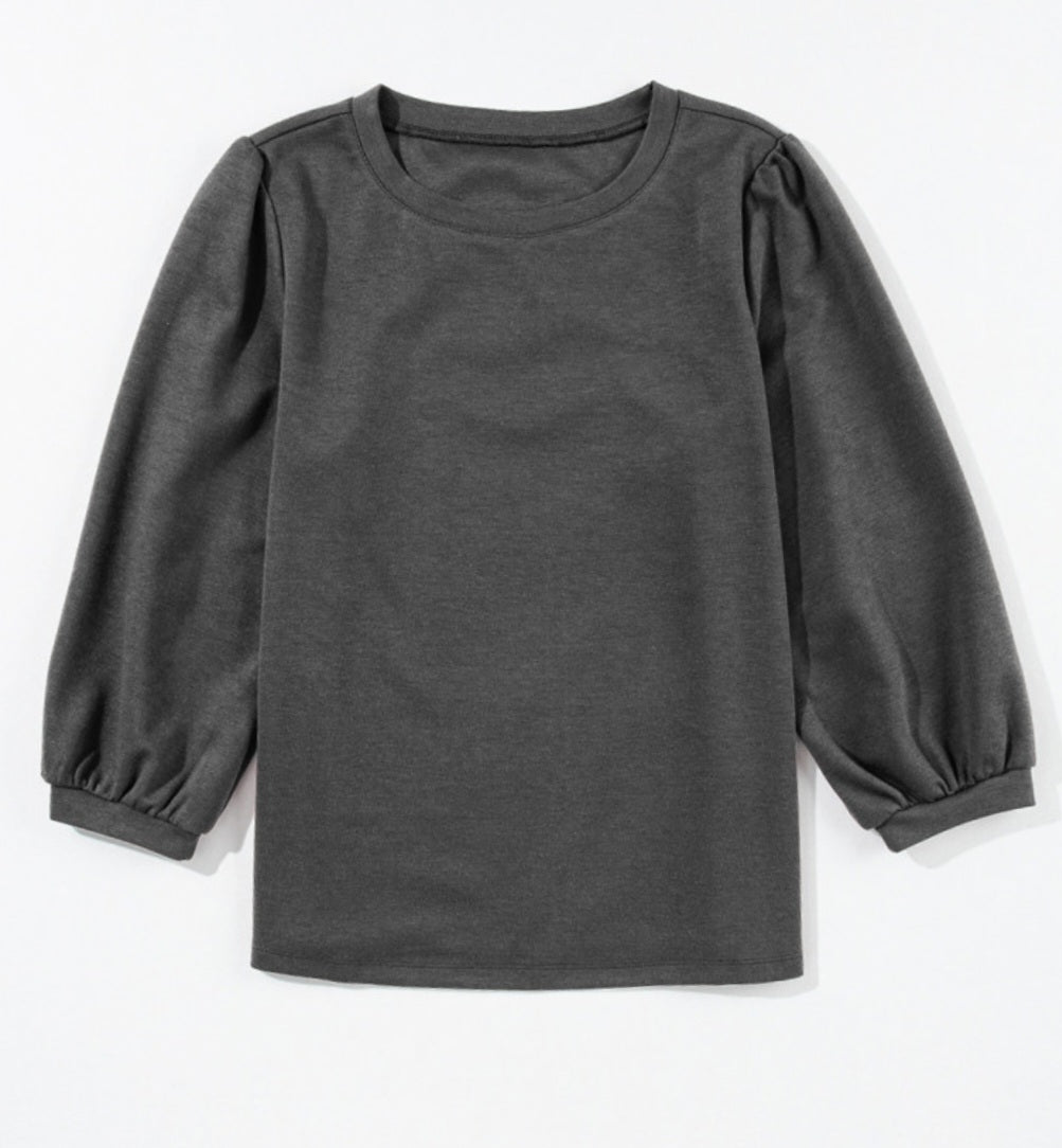 Puff Sleeve Top Grey