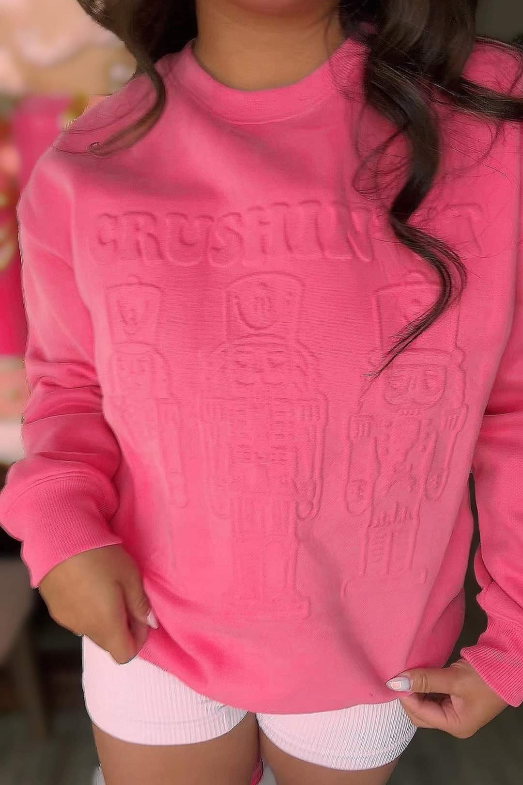 Crushin It Nutcracker Embossed Pullover