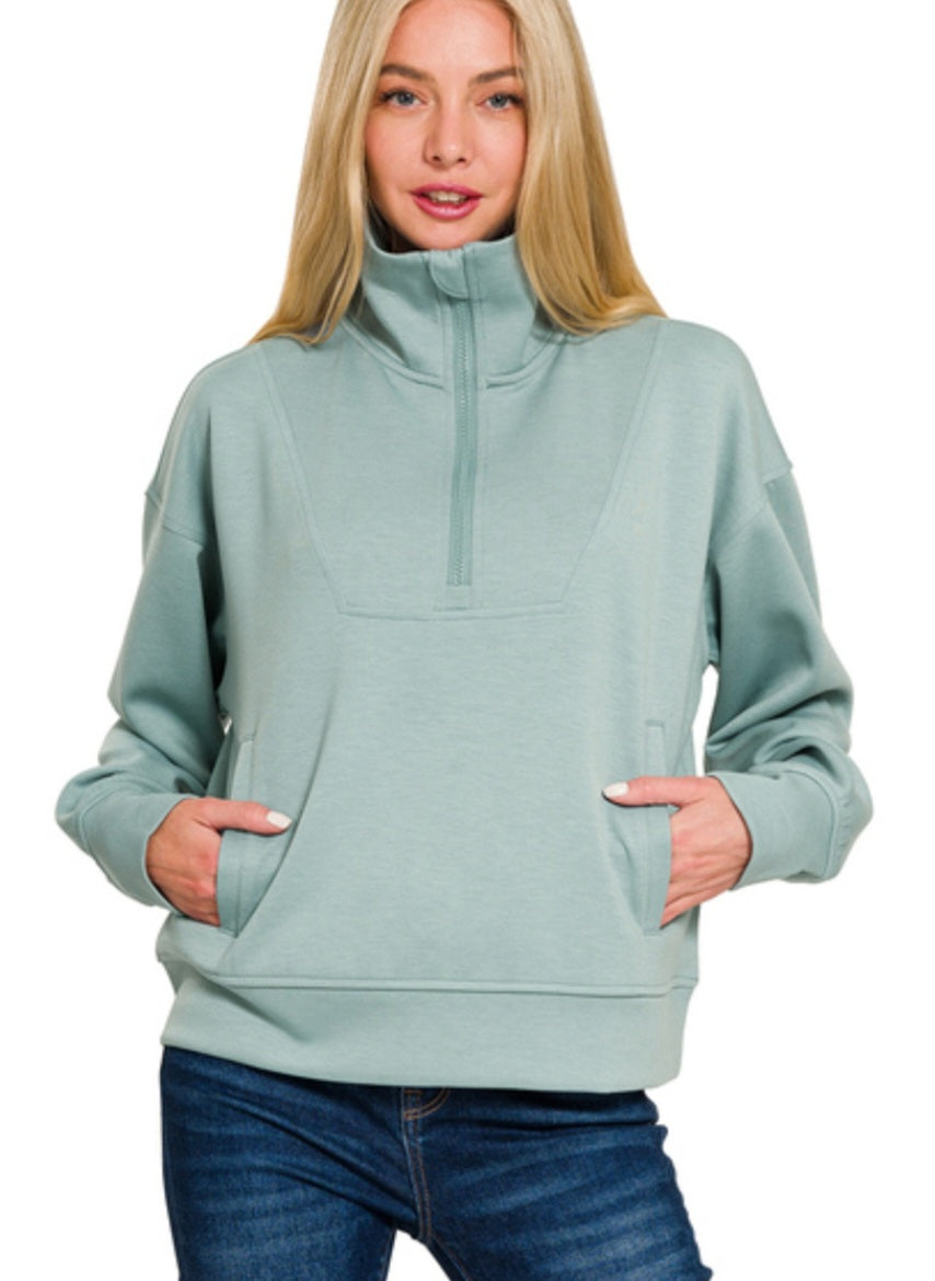 Scuba Zip Pullover Blue Grey