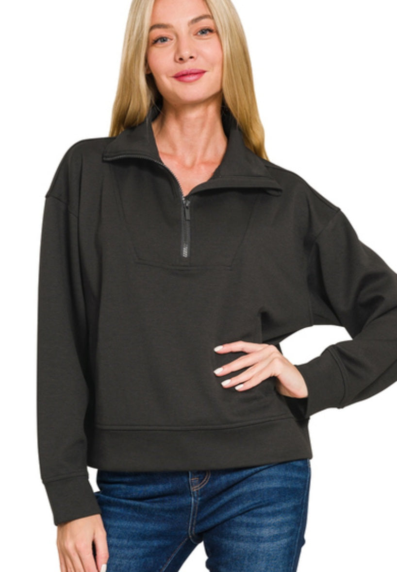 Scuba Zip Pullover Black