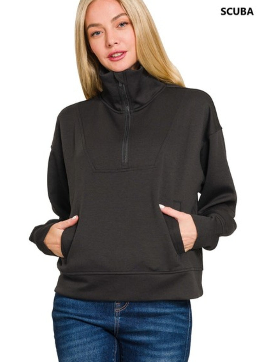 Scuba Zip Pullover Black