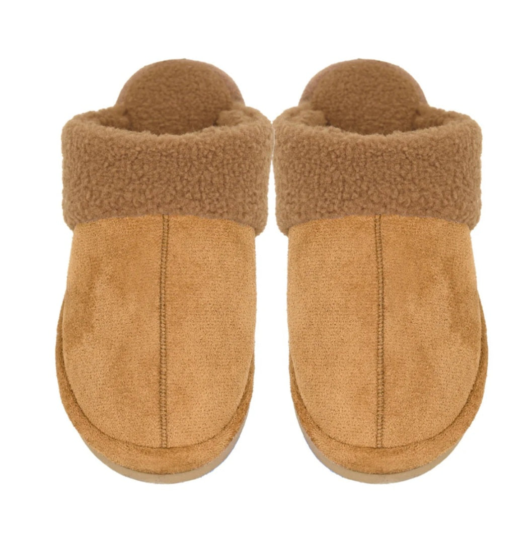 Faux Suede Sherpa C.C Slippers Camel