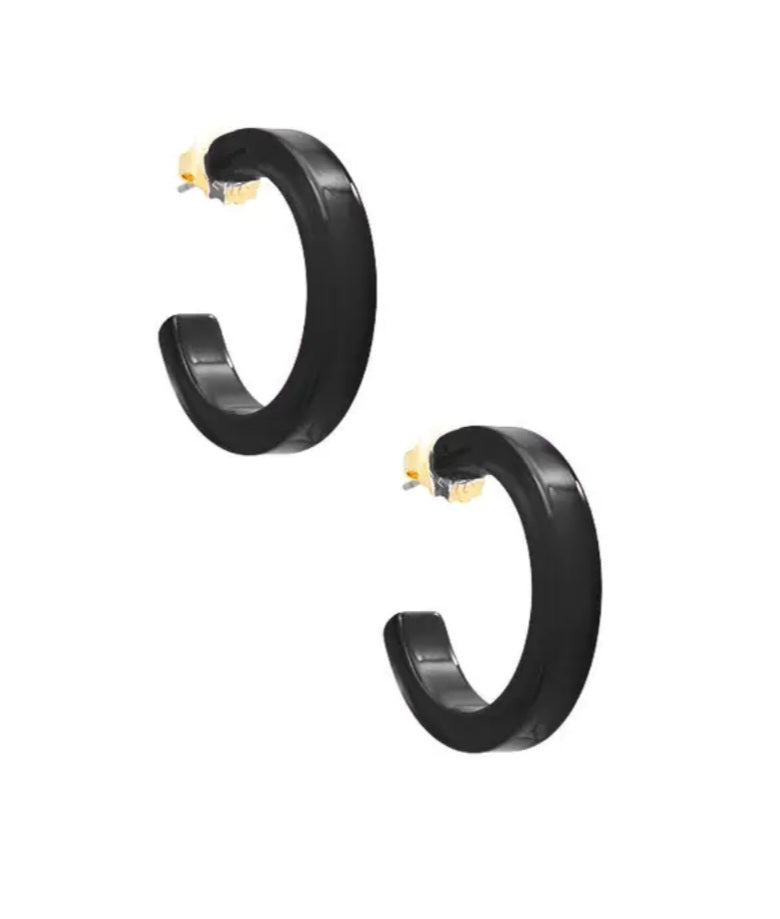 Zenzii Fun Colors Hoop Earrings-Black