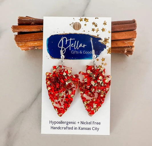 Kansas City Football Medium Glitter Arrowhead Dangles