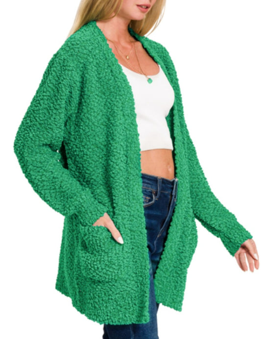 Popcorn Cardigan Kelly Green