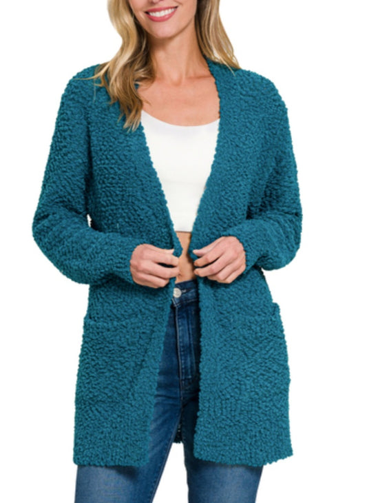 Popcorn Cardigan Teal