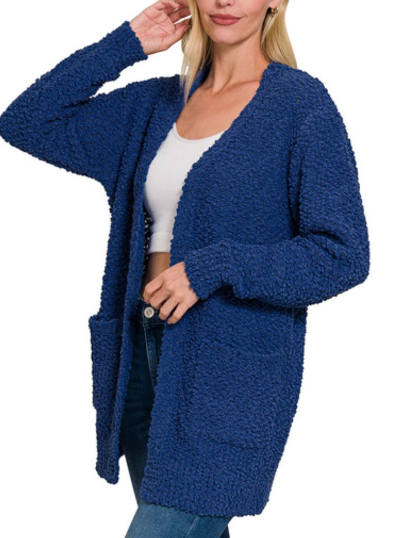 Popcorn Cardigan Lt Navy