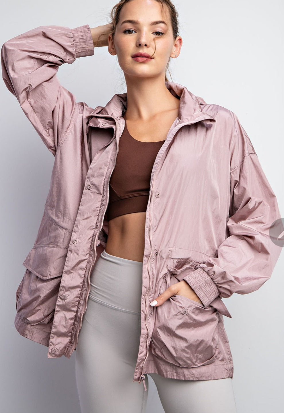 *DOORBUSTER* Rae Mode Parachute Long Sleeve Jacket Mauve