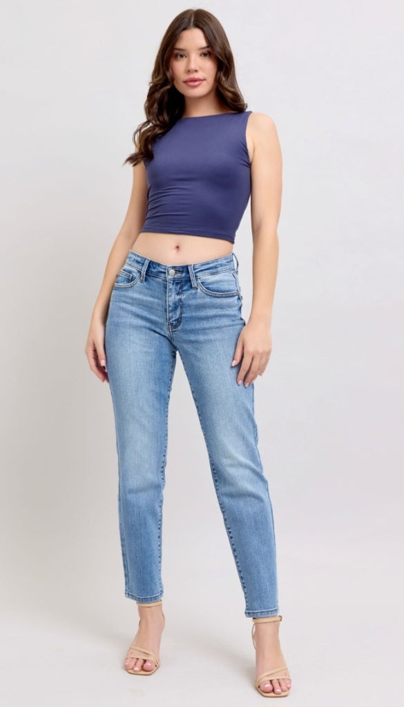 Judy Blue Vintage Wash Midrise Phone Pocket Slim