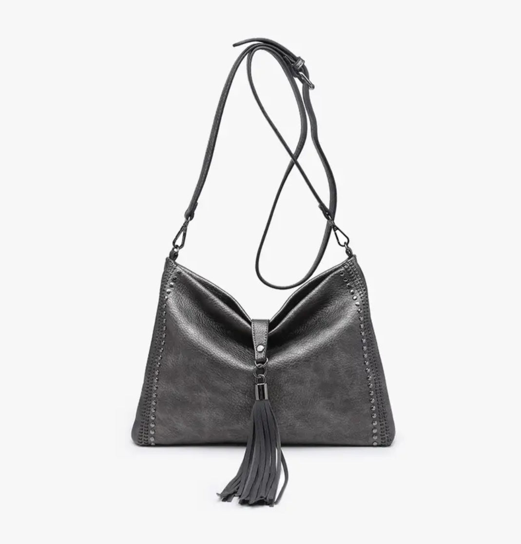 Tassel Crossbody Bag Gunmetal