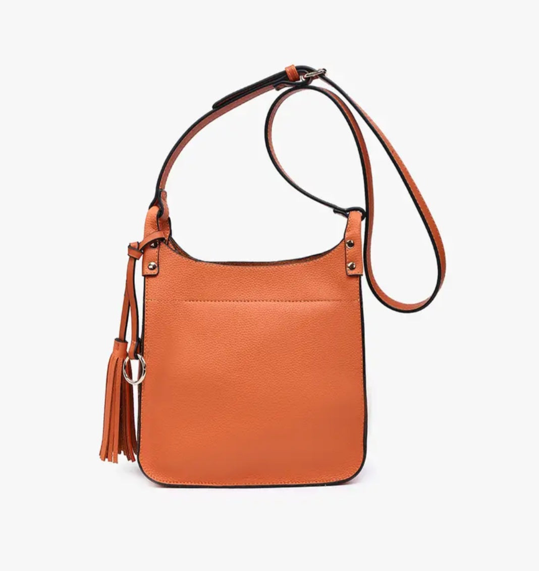 Square Side Tassel Crossbody Orange