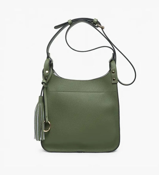 Square Side Tassel Crossbody Olive