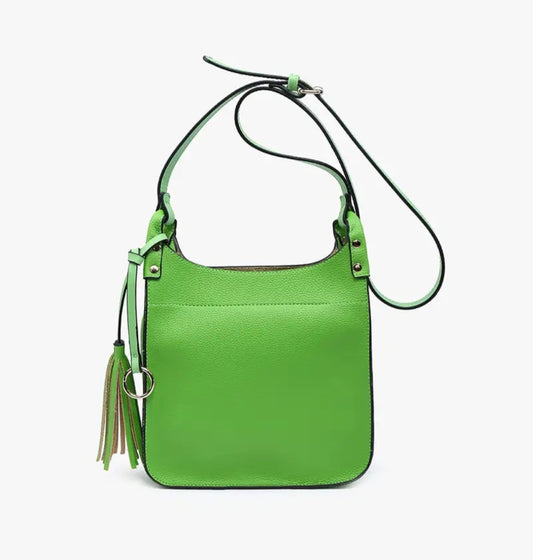 Square Side Tassel Crossbody Green