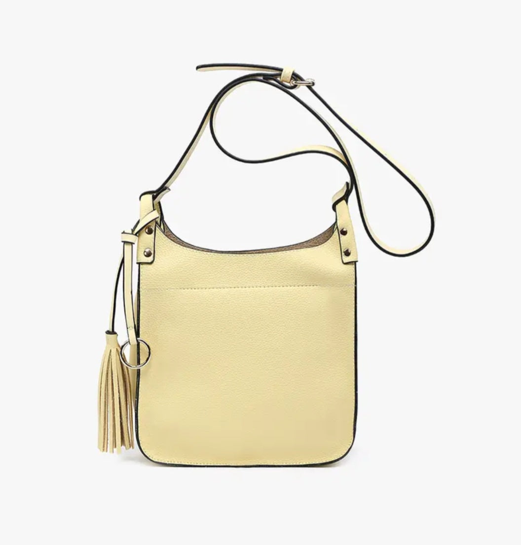 Square Side Tassel Crossbody Lt Yellow