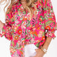 Vintage Floral Pink Smocked Sleeve Blouse