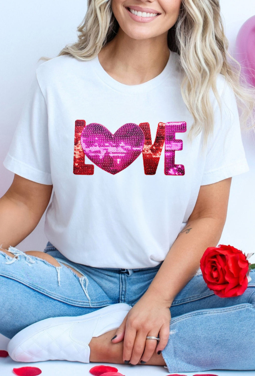 Sequin LOVE Patch Tee