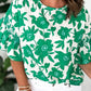 Irish Garden Floral Smocked Sleeve Blouse