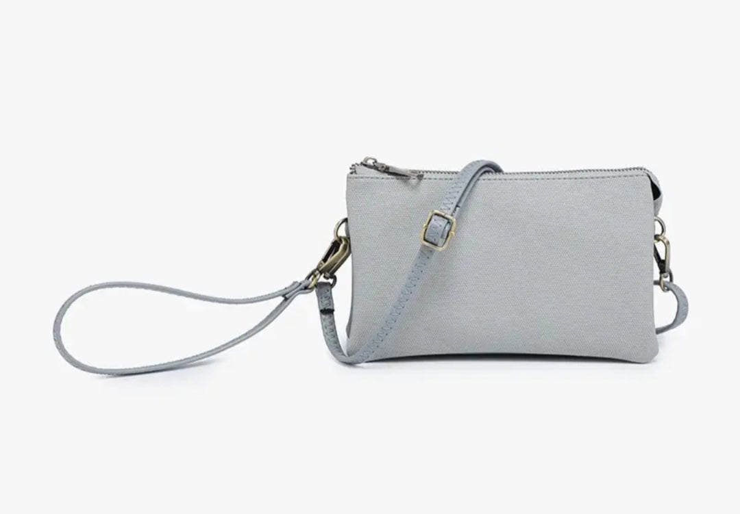 Canvas 3 Compartment Crossbody Grey