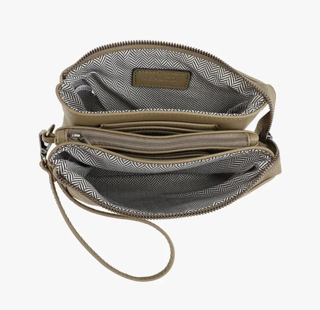 Canvas 3 Compartment Crossbody Grey