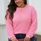 Pink Stripe Waffle Top