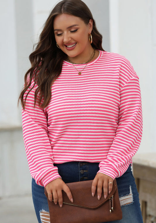 Pink Stripe Waffle Top