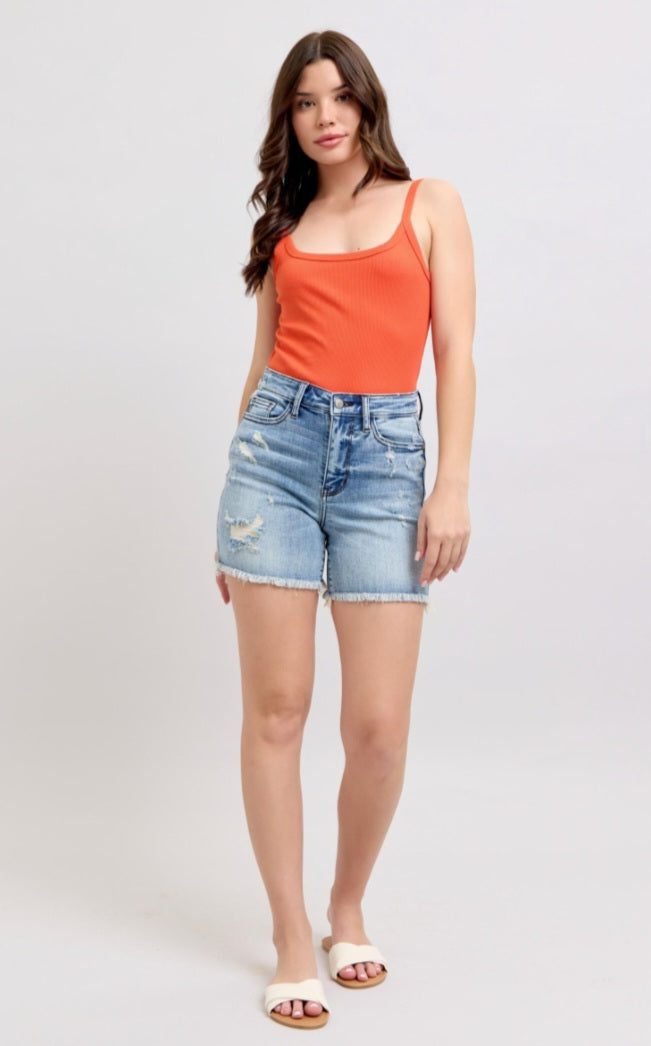Judy Blue Vintage Wash Raw Hem Shorts