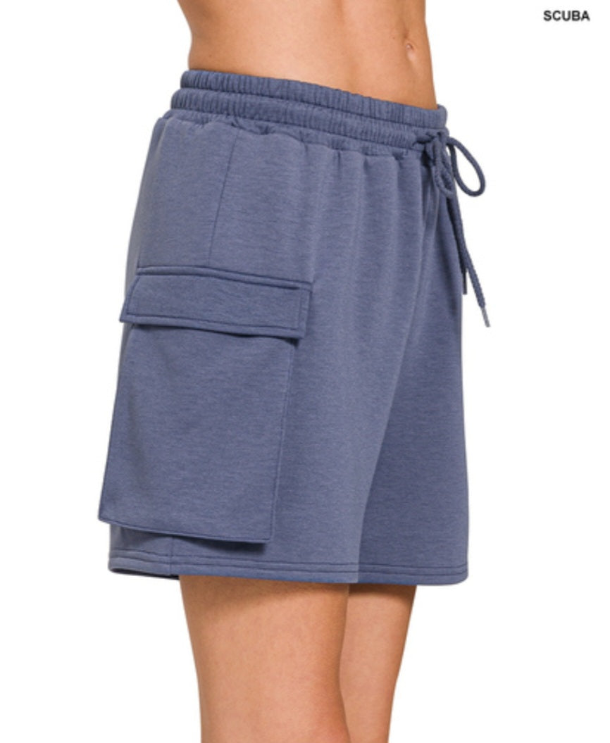 Scuba Mom Cargo Shorts Blue Indigo