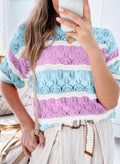 Chevron Striped Crochet Sweater